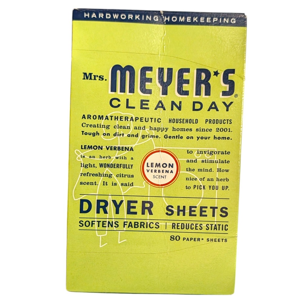 Mrs. Meyer's Clean Day Dryer Sheets Lemon Verbena Scent 80 Count Laundry